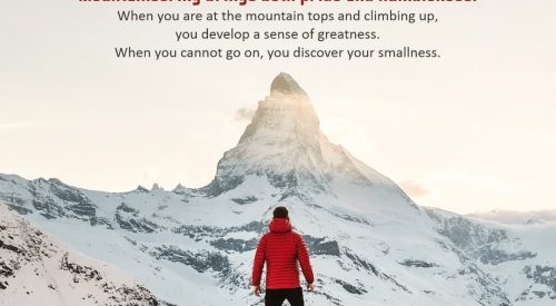 Mountaineering brings both pride and humbleness
